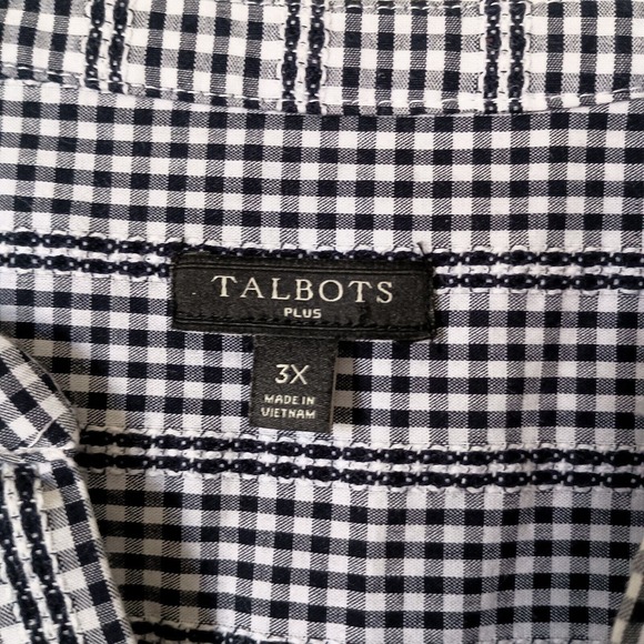 EUC Talbots Size 3X Tunic Top Blouse Black & White Check Trim Detail 100% Cotton - Picture 10 of 11